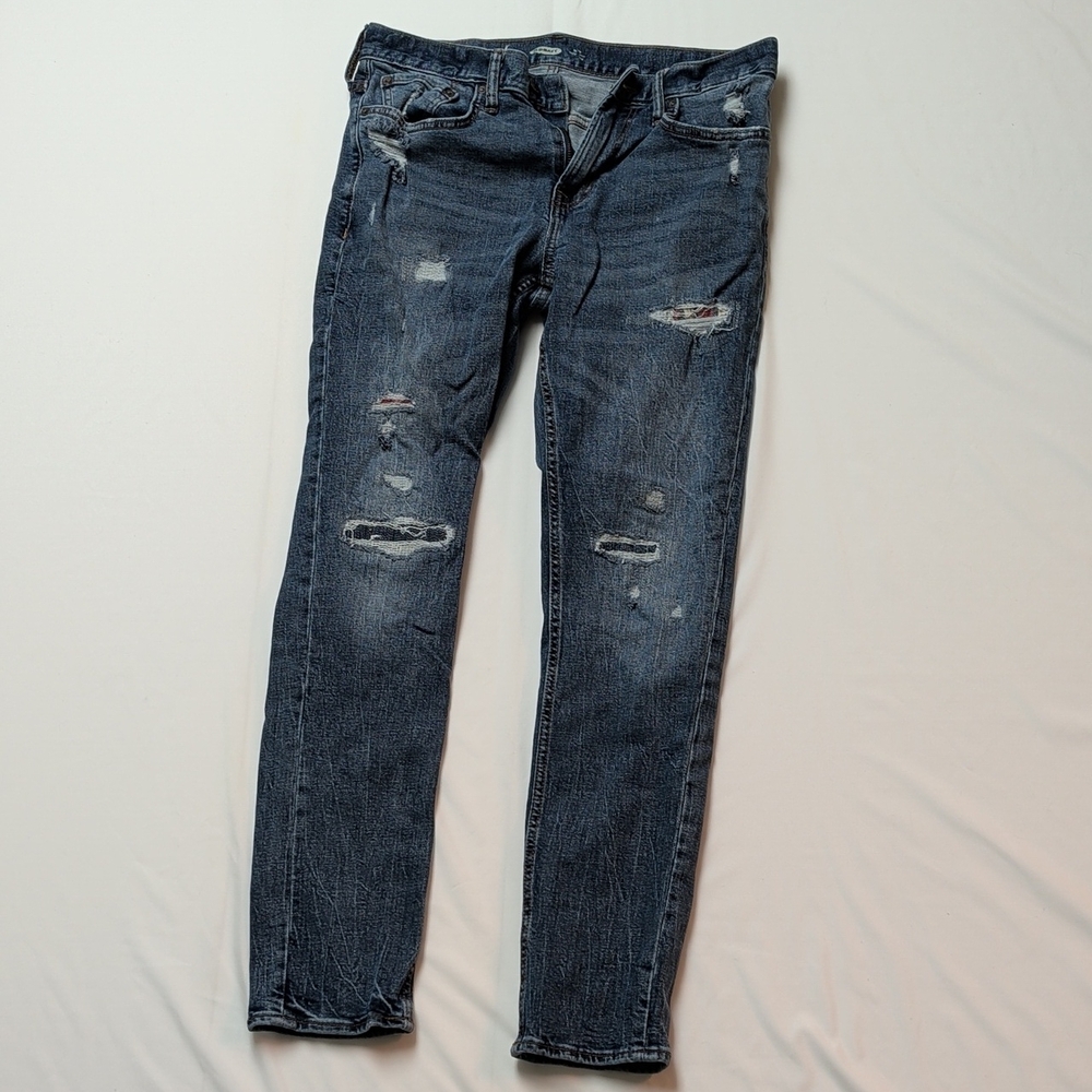 Old Navy Distressed Blue Denim Skinny Jeans   32 x 32